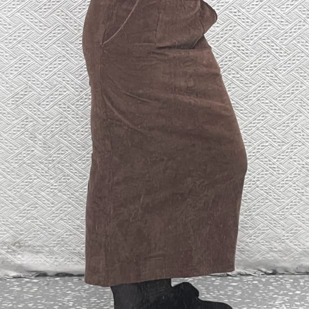 빈티지 코듀로이 골덴 뒷트임 롱스커트 25인치 C07104
