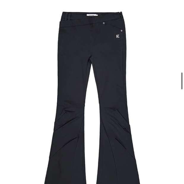 락케이크 Wrap Waist Flare Pants - Black