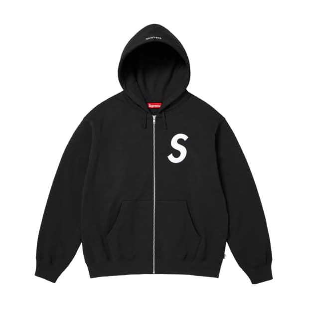 슈프림 S 로고 집업 후드 스웨트셔츠 블랙 - 25FW