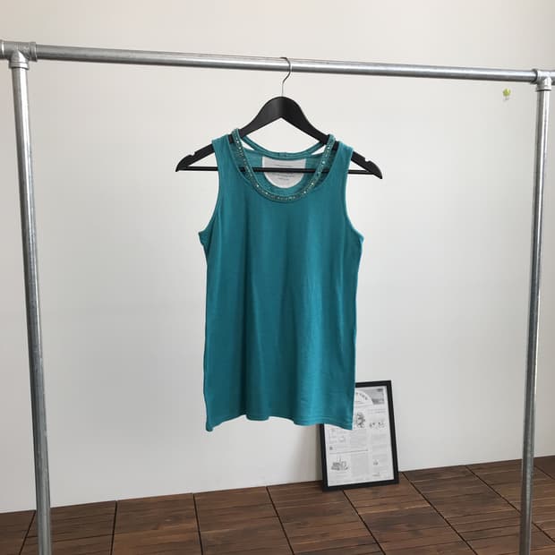 Jpn Teal Detail Sleeveless T-Shirts