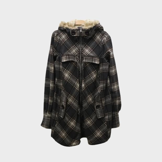 OSMOSIS 울 혼방 체크 케이프 자켓 63567