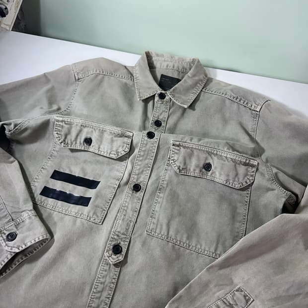 100 L 자라 맨 빈티지워시드 투포켓 코튼 셔츠 남방