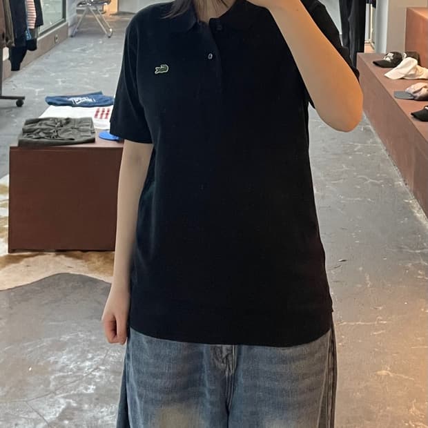 라코스테 로고 블랙 카라 반팔티 H2435