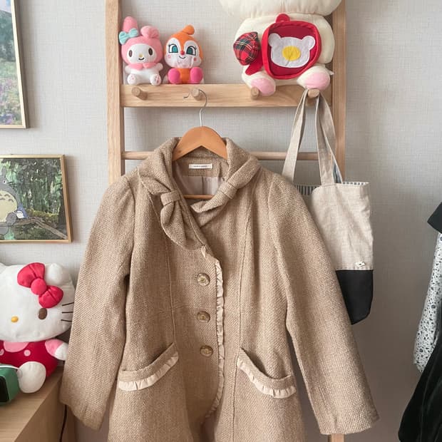 모리걸 빈티지 엑시즈팜 라떼갸루 리본 레이스 코트 🎀💛