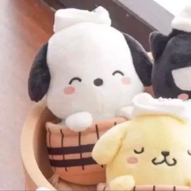 [한정판/새상품] 산리오X라쿠스파 온천 콜라보 포차코 인형 키링 미개봉