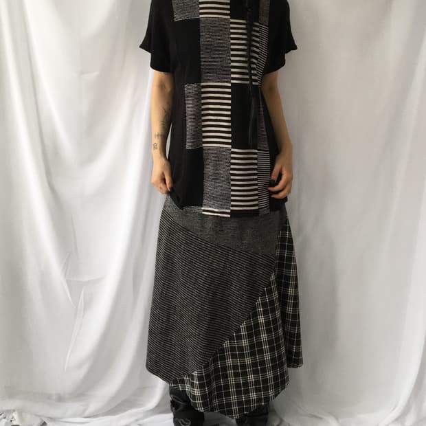 Pattern mixed high neck knit