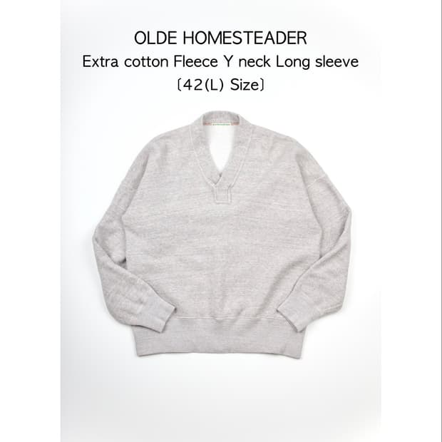 OLDE HOMESTEADER 엑스트라 코튼 플리스 Y넥 롱슬리브 그레이