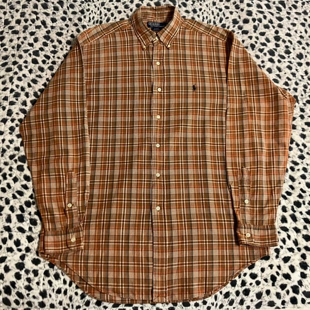 폴로 랄프로렌 카멜브라운 긴팔 남방 체크셔츠 M 105 빈티지 구제
