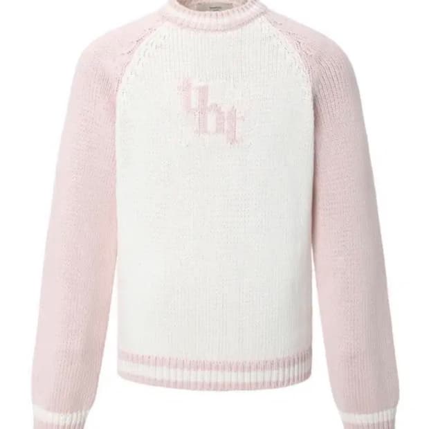 쓰리타임즈 자카드 스웨트셔츠 니트 핑크