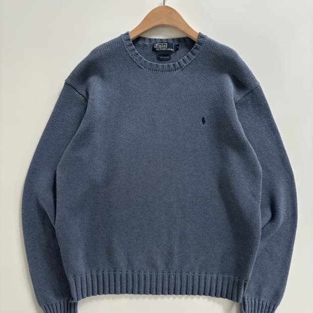 Polo 폴로 랄프로렌 딥블루 컬러 코튼 라운드넥 니트