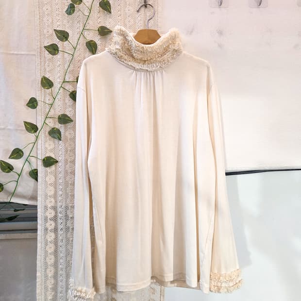 레이스 디테일 목폴라 슬리브 [빅사이즈]