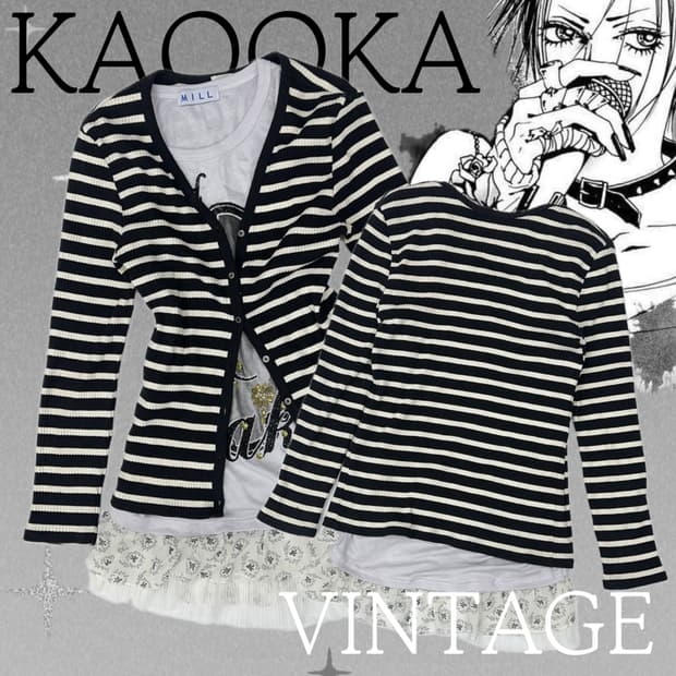 🖤나나깔 오네갸루 코디세트 🖤펑크 레이어드 반팔티셔츠 가디건