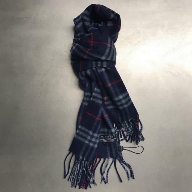 버버리 정품 울/캐시미어 머플러 네이비
