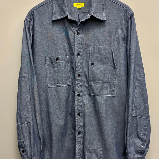 (M/103)The ResQ 더레스큐 인디고 테디 멀티포켓 샴브레이셔츠