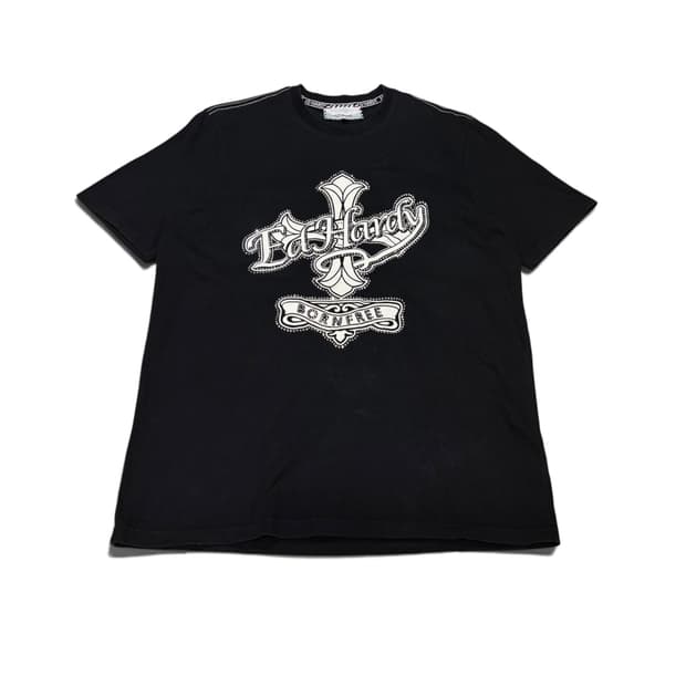 XL 에드하디 ED HARDY 블랙 Y2K 크로스 십자가 큐빅 반팔티