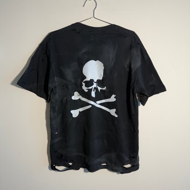 빈티지 스켈레톤 디스트로이드 워싱 반팔티 