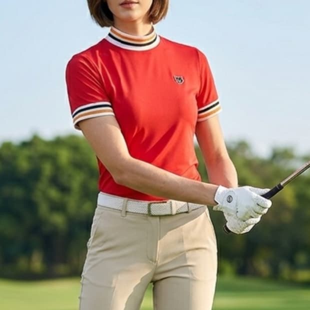 [90]왁 하이넥 반팔 골프 티셔츠