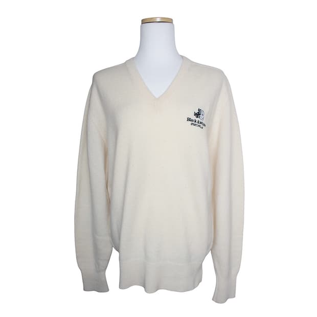 블랙앤화이트 스포츠웨어 아이보리 순모 니트 상의 66