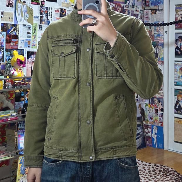 리바이스 카키 브라운 멀티포켓 누빔 자켓