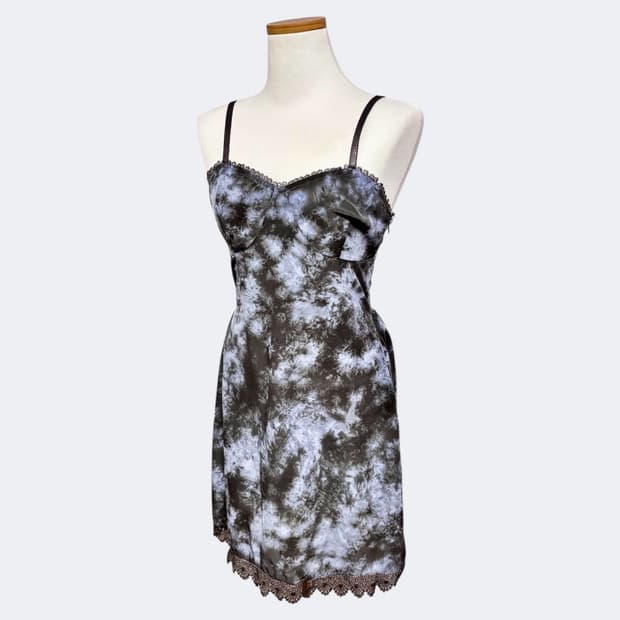 러닝하이 레이스 포인트 타이다이 미니 원피스 블루 차콜