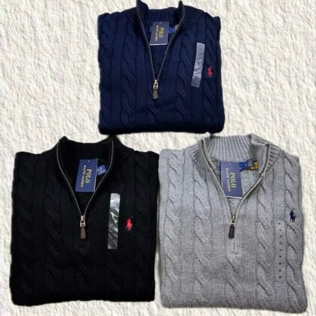 폴로 랄프로렌 반집업 니트