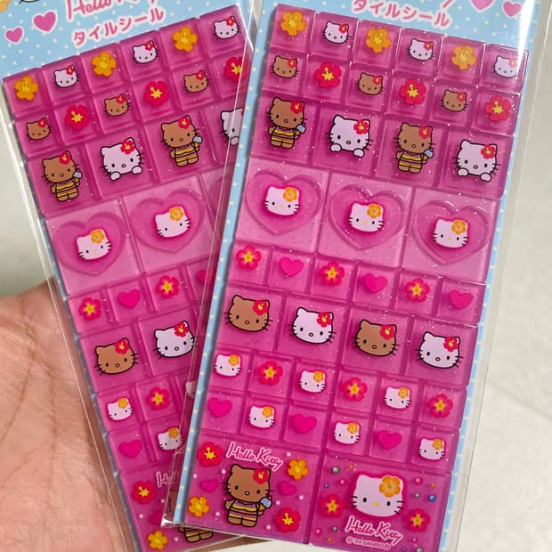 헬로키티 히비스커스 타일 조각 스티커 90년대 스타일