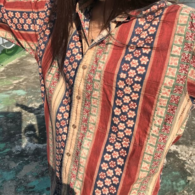 CHAPS 에스닉 패턴 셔츠 