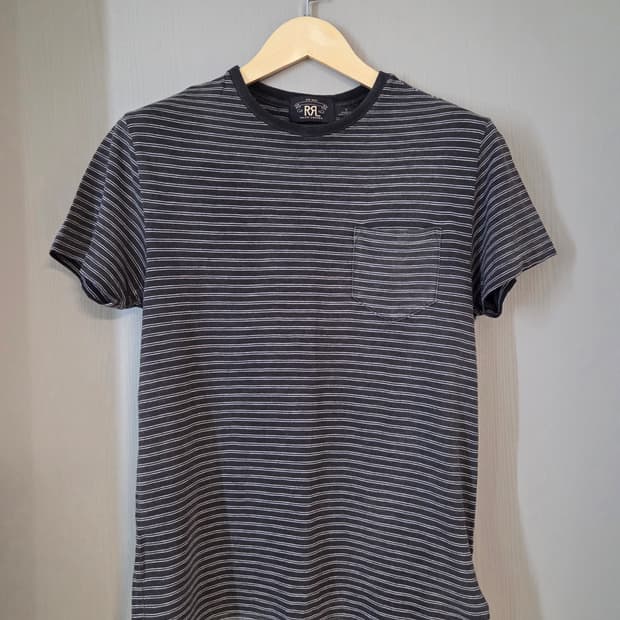 RRL 더블알엘 블랙 스트라이프 반팔 티셔츠 S
