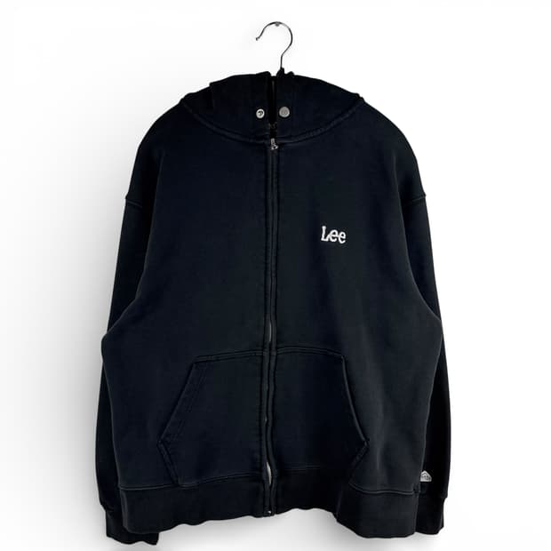 (L) LEE 자수로고 후드집업 블랙