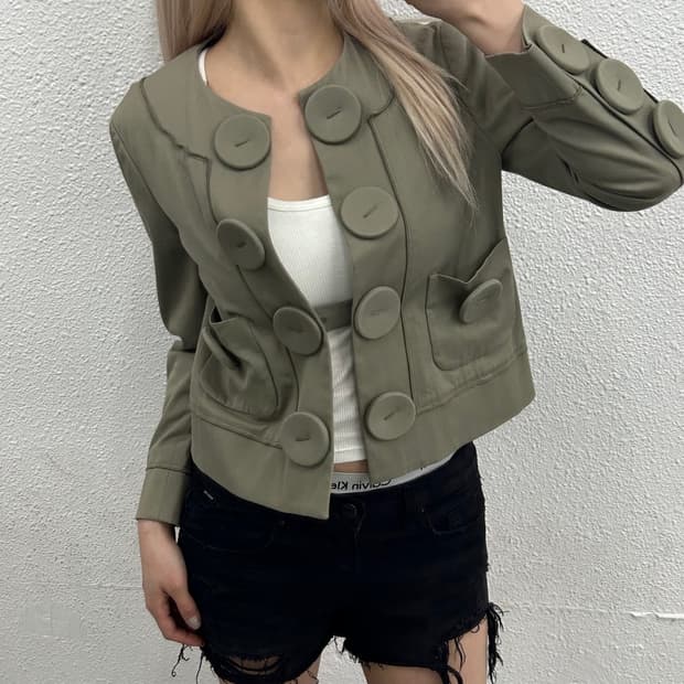 모스키노 빅버튼 베이지 자켓