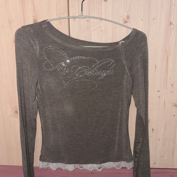 y2k 갸루 그레이 여리핏 원숄더 긴팔 슬리브리스