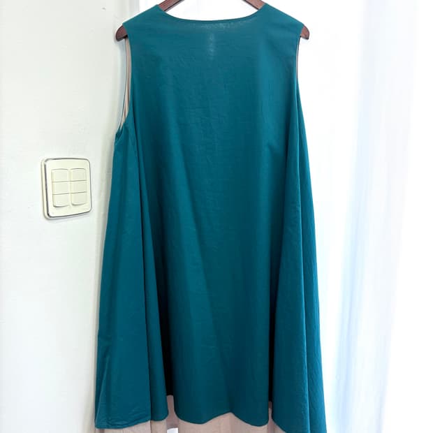 비비드 청록 레이어드 플레어 롱 원피스 JPN 