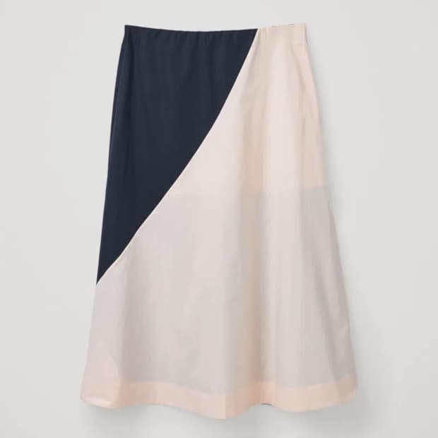 COS 컬러 블록 롱 스커트 EUR 34