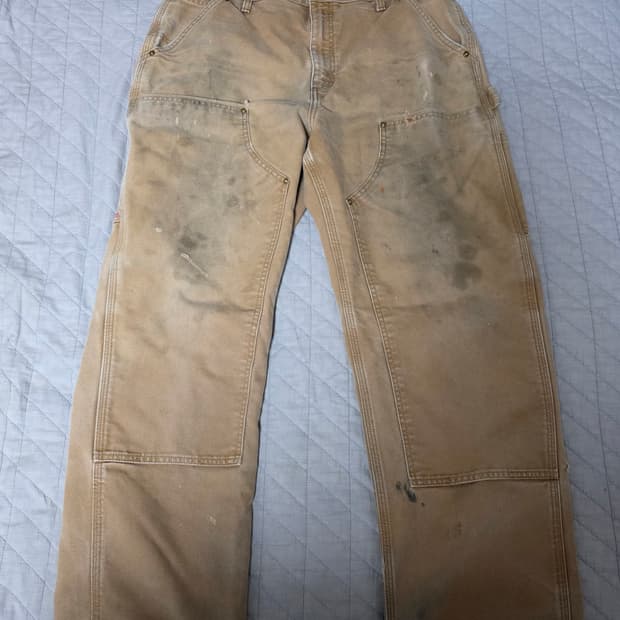 [36X32] 칼하트 더블니 B136 BRN 워크팬츠 트래쉬드 T-5