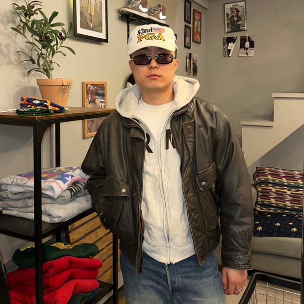 90’s Genuine leather placket bomber 