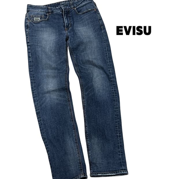 에비수 진스 슬림핏 중청 데님 팬츠