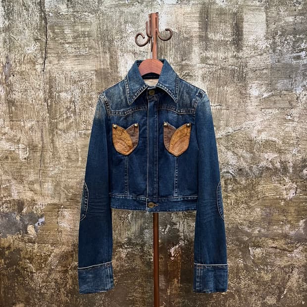 00s 디스퀘어드2 레더패치 크롭 데님 자켓