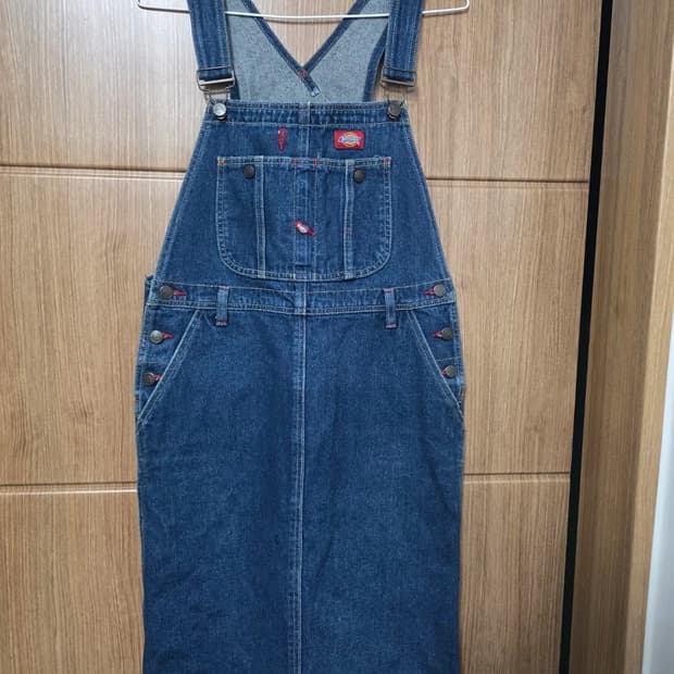 디키즈 멜빵 데님 스커트 오버롤 스커트 M