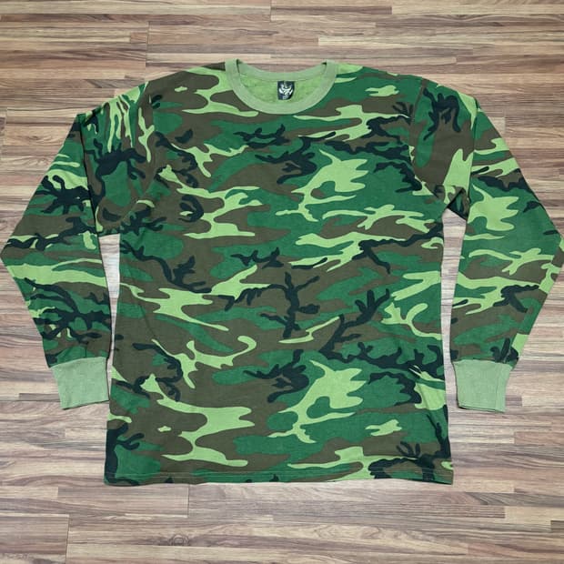 미제 빈티지 우드랜드 카모 레이어드 롱슬리브 긴팔셔츠 xl