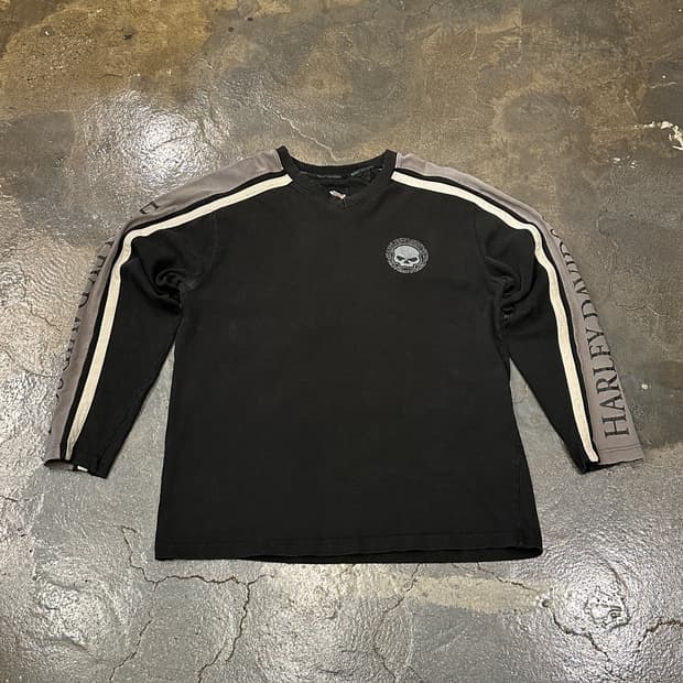 00s 할리데이비슨 Willie G Skull 데미지드 스웻셔츠 L