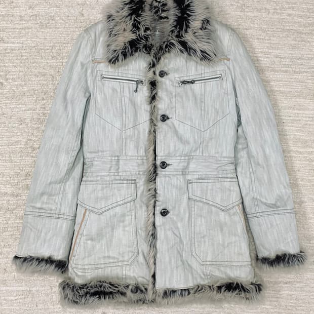 Ivory Western Fur Jacket