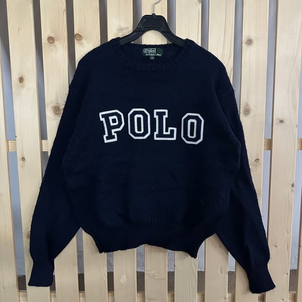 (M) 폴로 랄프로렌 패치로고 네이비 니트