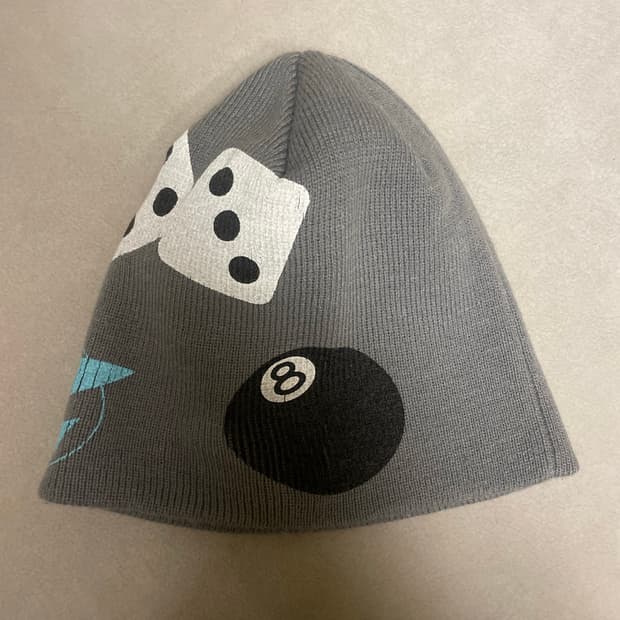 스투시 믹스로고 비니 그레이