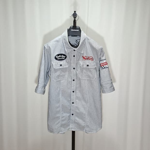 (택포) Norton 맨즈 반소매 자수 셔츠 100 B610