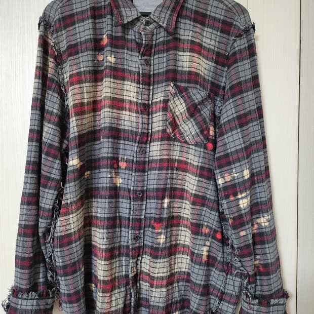 R13 BLEACHED SHREDDED SEAM SHIRT XL