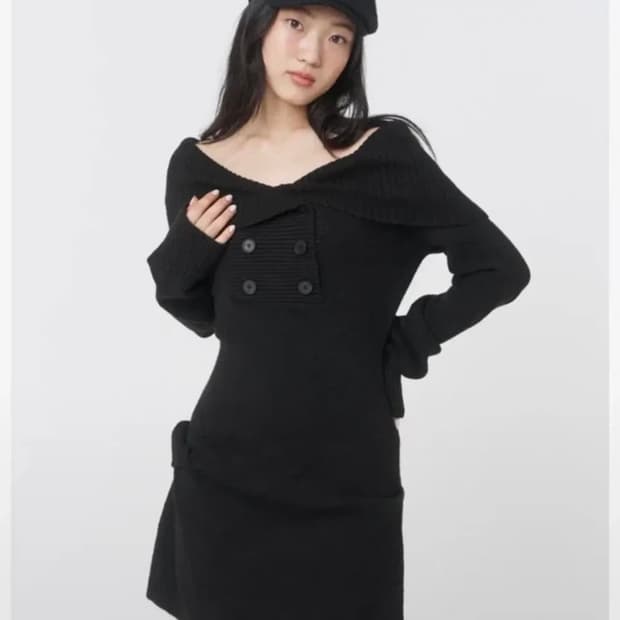 미세키서울 double button knit one piece BLACK