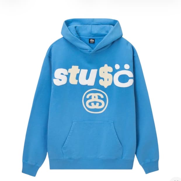 스투시 CPFM 8볼 피그먼트 다이드 후드 블루