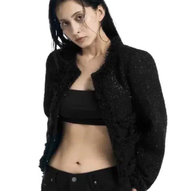 새상품) 오도어 트위드 자켓 블랙