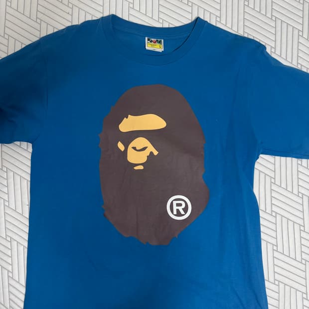 베이프 반팔 L big ape head tee blue