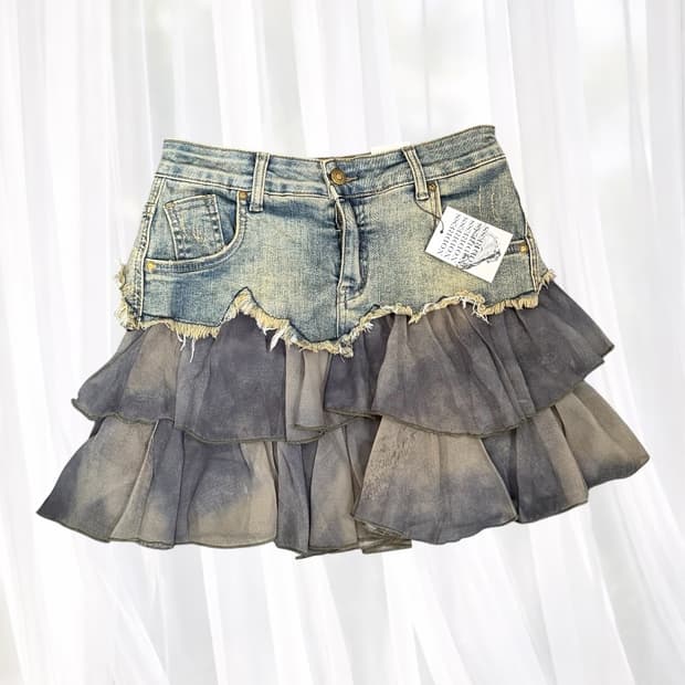 빈티지 y2k nodress 청 플레어 스커트